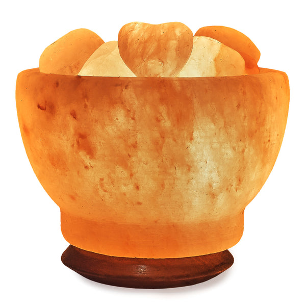 Glow Himalayan Fire Bowl (Hearts) Crafted Salt Lamp